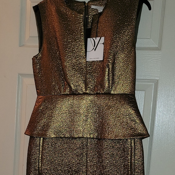 Diane von Furstenberg Delian Jacquard Gold Dress - Picture 3 of 3